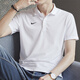 耐克（NIKE）男装运动套装夏新款健身商务简约polo衫短袖T恤长裤宽松训练裤 白/黑快干套装 两件 M/170【建议体重110-130斤】