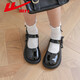 Warrior Warrior Children's Black Small Leather Shoes Girls Princess Shoes 2025 Spring and Summer New Girls Performance Single Shoes Campus Shoes Black|0232 30