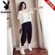 Playboy (Playboy) Pantalones de Harem Fat Mm de gran tamaño Set 2025 Spring and Summer NUEVO estilo Slimming Slimming Sports y set de dos piezas informal de dos piezas 9928 M Recomendado 80-100