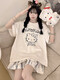 可爱hellokitty睡衣女款纯棉夏季短袖薄款加大码200斤学生家居服 QYS9920 M （适合80-100斤）