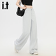 Izzue It [LAISER MINDE STYLE] Pantalon à jambes droites en vrac pour les femmes en vrac et pantalon largement largement