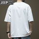 Jeep Spirit Boys kurzärmeligte T-Shirt-Männer Hip-Hop Sommer 2025 Neue Männer großer großer, vielseitiger Paar T weißes Baumwoll-1483 2xl-Empfohlenes Gewicht 155-175