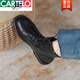 卡帝乐鳄鱼（CARTELO）高端真皮棕色显脚小马丁靴女2025年新款英伦风平底春秋季系带短靴 咖啡色（薄绒） 35 标准码