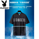 Playboy (PLAYBOY) large size ins trendy brand short-sleeved T-shirt men's summer suit fat plus fat plus thin casual pants loose sportswear 9922 black high-quality ice silk suit XL recommended 130-140Jin [Jin equals 0.5 kg]