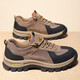 Chaussures pour hommes en cuir authentique Spring Nouvelle randonnée extérieure Chaussures de randonnée respirante Chaussures de papa décontractées pour hommes confortables Chaussures de sport B9880 Brown foncé 42