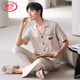 Langsha 2025 Nouveau pyjamas pour hommes Coton mince pantalon à manches courtes minces vêtements de maison d'été Suit F-9856 L