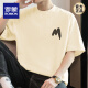 ROMON (ROMON) 260G Camiseta americana de peso pesado Camiseta de algodón de manga corta de algodón de manga corta Top de verano tierno de verano Medina suelta M09-694 beige amarillo L [120-140Jin [Jin equivale a 0.5 kg]]
