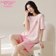 
Modal pure cotton pajamas for women in summer thin round neck short sleeve shorts sweet casual student home clothing set can be worn outside Z9855 M [recommended to wear 80-100Jin [Jin equals 0.5 kg]]