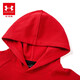 Under Armor New Year Series Children's Sweaters Big Children's Printed Hooded Velvet Tops Boys and Girls Casual Autumn Clothes Red 150