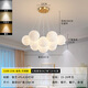 Nordic Simple Wohnzimmer Internet Prominente Beleuchtung Creme im Schlafzimmer Restaurant Planet Kronleuchter Zhongshan Home Dekoration Mondlampe 9734-schwarz 7-köpfige dreifarbige helle Ballkugel