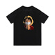 Jeep Spirit Japaner ein Stück Strohhut Luffy Cartoon periphere kurzärmelige Männer Sommer Teenager Student Runde Hals T-Shirt Top Trend .v1048 Black M.