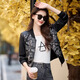 
ROMON (ROMON) jacket for women's black leather jacket for spring and autumn 2025 new fashion high-end and super good looking small motorcycle short jacket black M