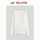 HOLLISTER25 Autumn American Y2K Sweet and Spicy Henley Collar Long Sleeve T-shirt Women's 339-5194 White M (165/88A)