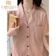 莫代尔感睡衣女夏季冰丝短袖短裤真.丝.稠家居服夏天网红风套装可外 浅黄色#YX-9214 2XL [131-145]斤