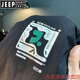 JEEP SPIRIT高端男士短袖T恤潮流2025年薄款黑色体恤衫夏季新款印花半袖上衣 黑色 【ZJ1098】 M 适合95-110斤穿
