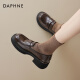 Daphne (Daphne) Brown espesado mocasín para mujeres 2025 Nuevos zapatos de cuero JK de estilo británico para mujeres con zapatos de alta gama Singles Brown [talón sin decoración] MF3883-5 35