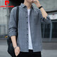 Pier Cardin high-end shirt men's long-sleeved spring and autumn lapel jacket loose top thin casual men's shirt men K12108 gray L