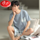 Langsha Pyon Pyjamas Pyjamas Men's Summer Summer à manches courtes à manches minces Full Summer Large Taille Ensemble de vêtements de maison D1990 (A679) 2XL (recommandé 155-175jin [Jin est égal à 0,5 kg]))