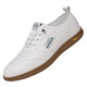Xiaohuilijia Herrenschuhe 2025 Sommer neuer Männer weicher alleiniger weißer weißer Schuhe mit einem Fuß faulen Fahrschuhen Mode lässige Lederschuhe 9712-1 Weißer Hollow Style 38