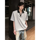 7 high-quality cleanfit shoulder pad short-sleeved T-shirt for men's summer new front-shoulder polo shirt heavy loose half-sleeved top for men WYN-733 gray XL