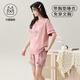 
Yalu short-sleeved pajamas set for women in summer with breast pad integrated pure cotton thin model large size for summer can wear home clothes outside GXT1047 M (recommended 75-95Jin [Jin equals 0.5 kg])