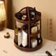 Fanhan black walnut cosmetics storage box large capacity 360 rotating rack high-end skin care product storage box flower room multi-layer black walnut