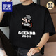 Romon (Romon) 260g schwere reine Baumwoll-Kurzärärt-T-Shirt-Sommer-Runde Runde Hals-Top-Modemarke Pixel gedruckt halbärmelig M09-693 Black S [80-100jin [Jin entspricht 0,5 kg]]