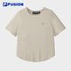 
FILA FUSION women's knitted short-sleeved shirt 2025 autumn new fashionable casual tight T-shirt wheat flour grey-GY M 165/84A/M