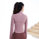 Fan Sheng Yoga Long Sleeve Professional Sports Fitness Running Yoga Suit Slim Short Sports Yoga Jacket Women FC12858 Toffee Powder L