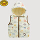 G.DUCKKIDS children's down cotton vest autumn and winter new style small and medium-sized children's floral hooded vest male and female baby warm vest jacket blue bear 120 height 110-115cm age 5-6 years old