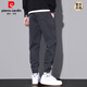 皮尔卡丹（pierre cardin）夏季薄款休闲裤男士美式束脚工装裤2025新款宽松灰色运动裤子子 9859黑色 2XL