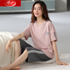 Langsha Pyjamas für Frauen im Sommer im Sommer reines Baumwoll-Baumwoll-Hosen Set Summer Summer Middle Age und ältere Mütter großartigen Kurzarmkleidung NXF-9855 LILAC M [vorgeschlagenes Gewicht: 80-100jin [Jin gleich 0,5 kg]]