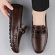Leichte Luxusmarke Beanie Schuhe für Männer im Sommer Neue Männer echte Leder Business Britisch -Stil Casual Lederschuhe Daddy Fahrschuhe 9923 Brown 37