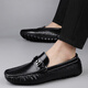 Light luxury brand beanie shoes for men in summer new men's genuine leather business British style casual leather shoes daddy driving shoes 9921 black 37