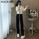 
MAGIOPY International Luxury High-end Brand European Station Set Women's Clothing 2025 Spring Fashion Age Reducing Short Jacket Top Black Top + Black Pants S (100Jin [Jin equals 0.5 kg])