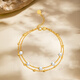 Chao Acer Pearlescent Yellow 18K Gold Double Layer Bracelet Women's Pearl Colored Gold Bracelet Birthday Gift for Women Chain Approximately 16cm + Tail Chain