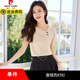 Pierre cardin chiffon shirt for women in summer short-sleeved thin 2025 new style sexy temperament small versatile fashion two-piece set black skirt 1098 S