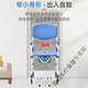 El inodoro móvil del hogar de ancianos se puede plegar y silla de inodoro con silla de cuidado de discapacitados con ruedas sillón de baño de baño 699c aleación de aluminio un botón plegable model cojín model de 55 cm de freno de cuatro ruedas