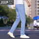 Jeep Spirit Jeep Ice Silk Light Color Jeans New Summer Stretido Summer Stretch Comercial recto de alta gama Biros informales 9767 Middle Blue [TiAnshi] Estilo 31 [Circunferencia de espera: Dos pies cuatro]