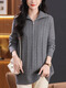 QIAFAN half-zipper lapel sweater for women in spring and autumn fashionable and fashionable mother dress loose and slimming belly knitted base shirt Purple M