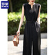 ROMON summer women's jumpsuits and versatile trendy casual pants loose and slimming new fashionable wide-leg pants sleeveless jumpsuits black jumpsuit S recommended 80-100 Jin [Jin equals 0.5 kg]