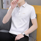 Playboy (PLAYBOY) summer lapel short-sleeved t-shirt men's pure cotton youth business casual half-sleeved top clothes with collar handsome polo shirt dark blue QY683 L