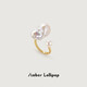Amber Lollipop Freshwater Pearl Ring Women's Niche Light Luxury Open Ring Anniversary Birthday Gift for Girlfriend and Wife