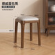 Small Craftsman Stool Solid Wood Home Dining Stool Stackable Upholstered High Stool Living Room Cosmetic Stool Walnut-Light Gray