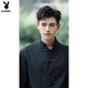 Playboy Chinese style tunic suit men's complete set of dk uniform spring and autumn new Chinese style stand collar national trend button coat black jacket S collection priority delivery