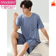 
Modal high-end pajamas men's summer short-sleeved shorts home clothes youth thin summer casual loose large size suit men 6623 L