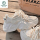 Woodpecker Daddy Shoes for Women in Spring and Summer 2025 New Breathable Mesh with Wide Legs Shoes Thick Sole Small White Shoes Sports Shoes 9905-3 Beige 35
