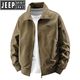 Jeep Spirit Jeep Jeep Pure Cotton Jacket Working Spring y Autumn 2025 Nuevo chaqueta casual de hombres de bolsillo múltiple tendencia de verde militar XL recomendado 135-150Jin [Jin equivale a 0.5 kg]
