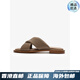 莱尔斯丹（le saunda）[软面包]夏新款真皮平底纯色羊皮外穿一字凉拖女鞋12801 3M黑色 BKK 34