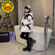 G.DUCKKIDS girls' coat plus velvet autumn and winter cotton coat 2024 new thickened warm park over big children's internet celebrity hooded cotton coat off white girls M plus velvet coat 150 recommended height 140-150cm 9-10 years old